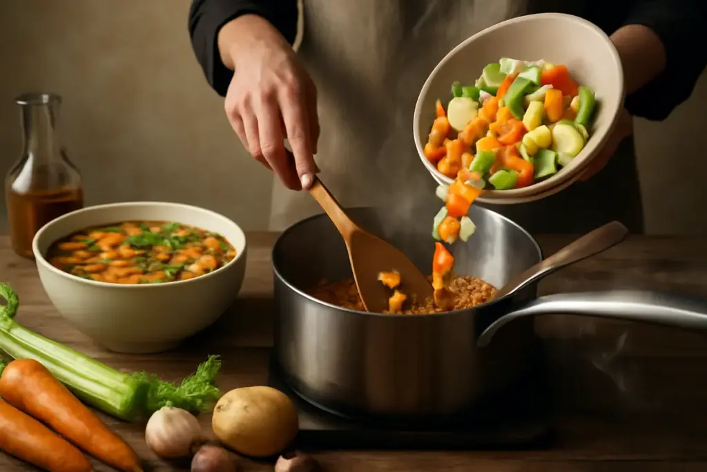 Come ottenere una minestra di verdure saporita anche con ingredienti semplici? Tecnica di insaporimento poco nota
