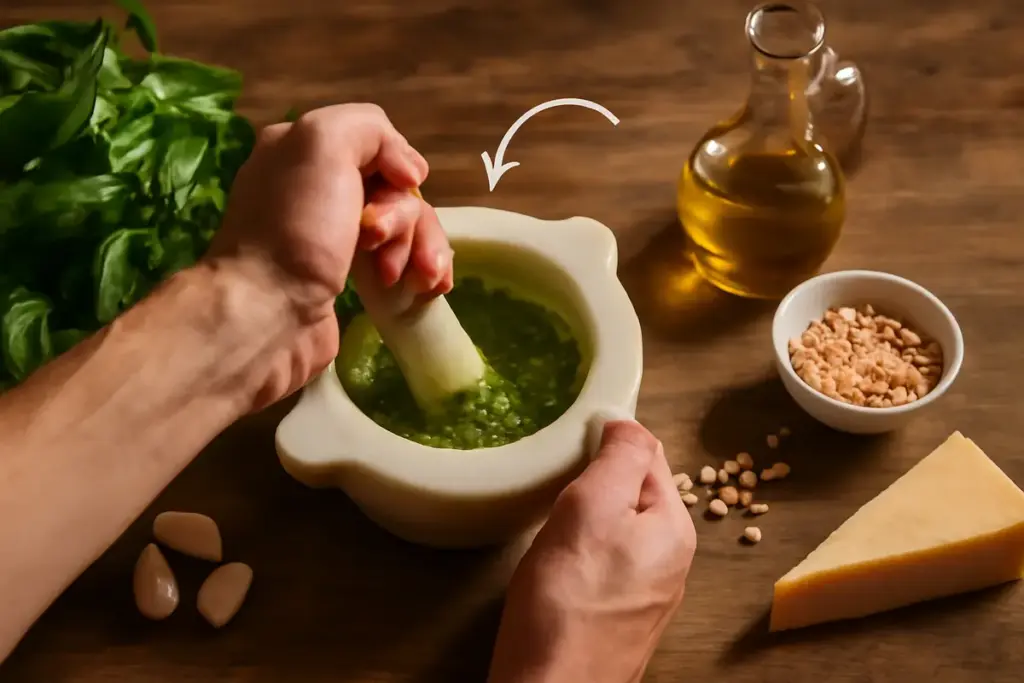 Come si fa il pesto alla genovese nel mortaio tradizionale? Il segreto per non farlo diventare amaro