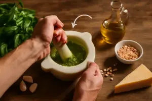 Come si fa il pesto alla genovese nel mortaio tradizionale? Il segreto per non farlo diventare amaro