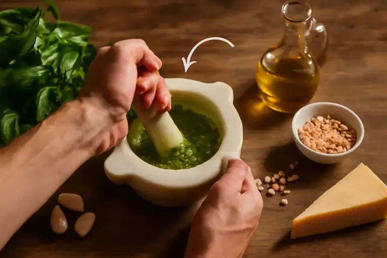 Come si fa il pesto alla genovese nel mortaio tradizionale? Il segreto per non farlo diventare amaro