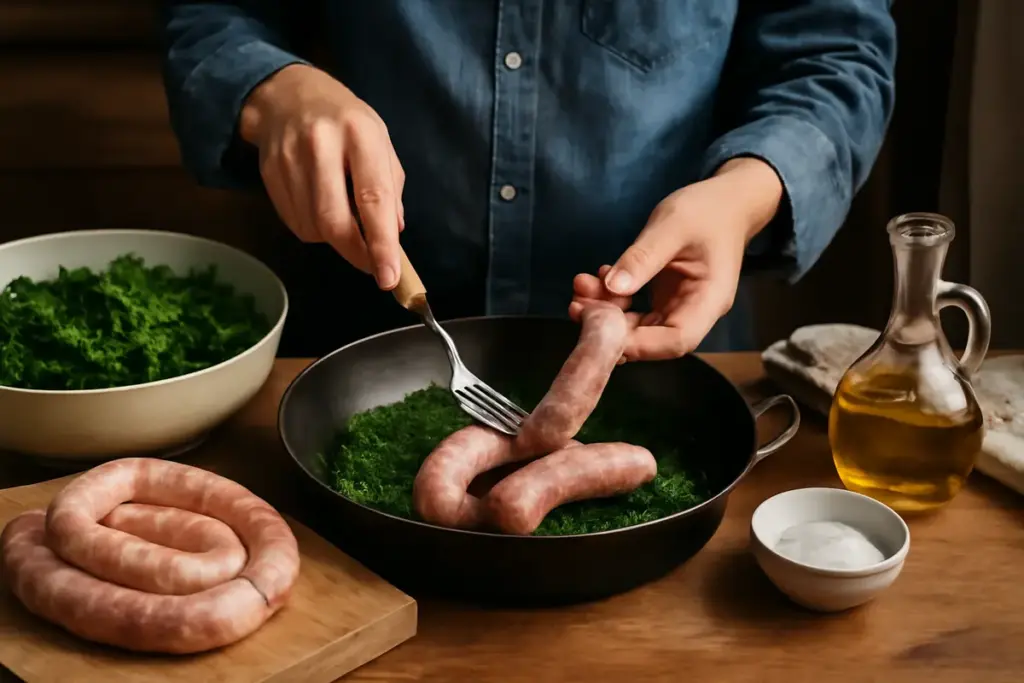 Preparazione della salsiccia e friarielli napoletana: il modo giusto per evitare amarezza nel piatto